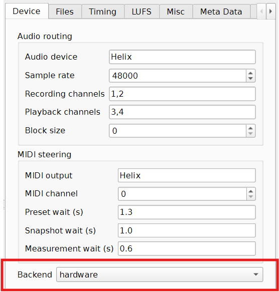 Backend selector in Advanced Device