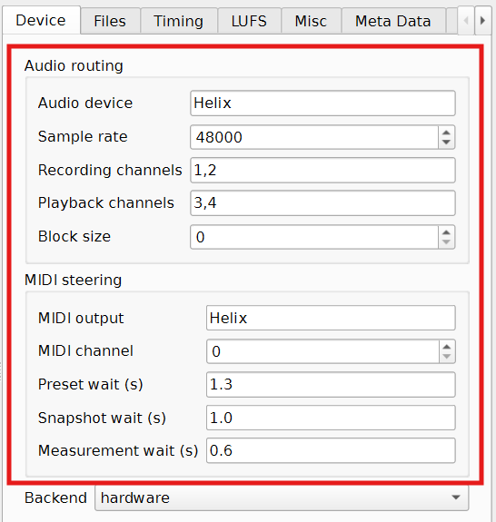 Hardware routing settings