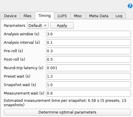 Timing tab with measurement estimate
